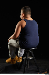 Whole Body Man White Sports Overweight Sitting Top Studio photo references